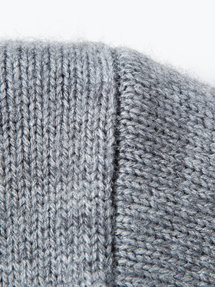 Double Collar Quarter-Zip Button Hooded Knit Pullover Sweater
