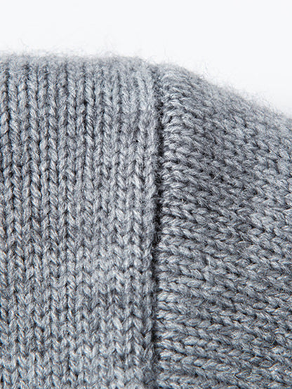 Double Collar Quarter-Zip Button Hooded Knit Pullover Sweater