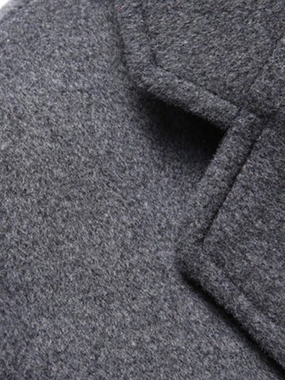 Faux Two-Piece Hooded Wool Blend Overcoat