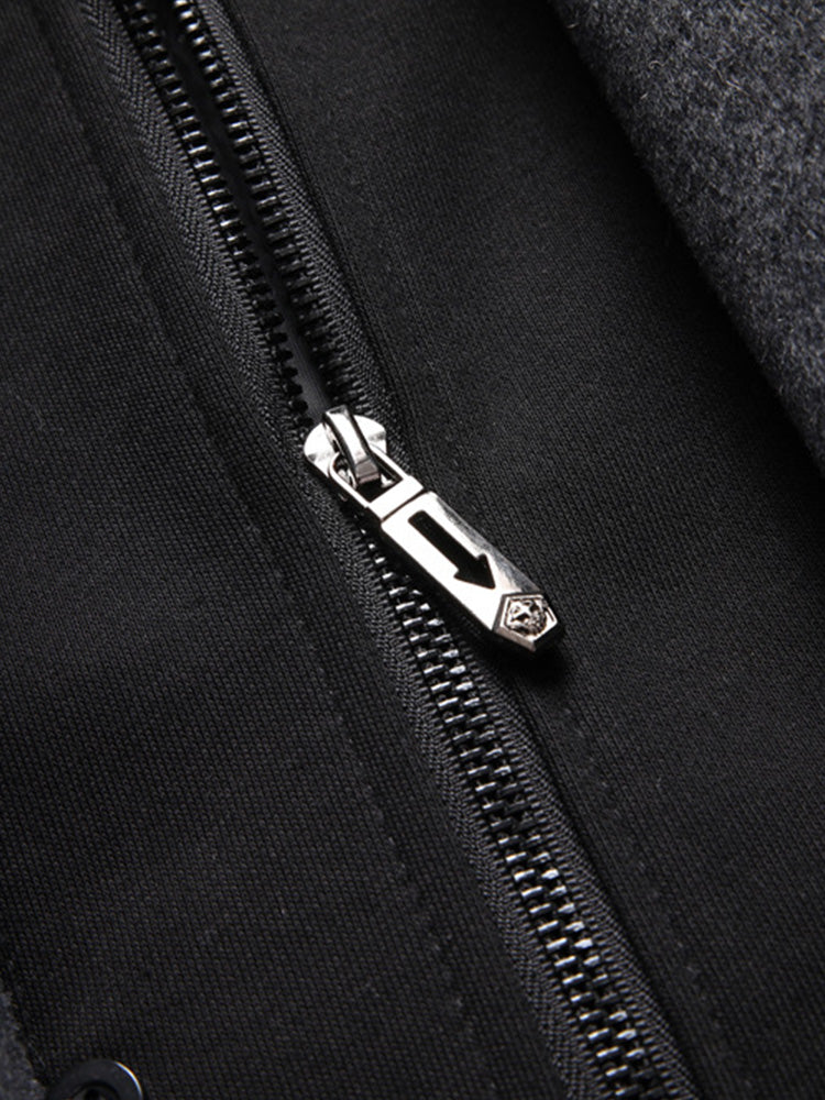 Faux Two-Piece Hooded Wool Blend Overcoat