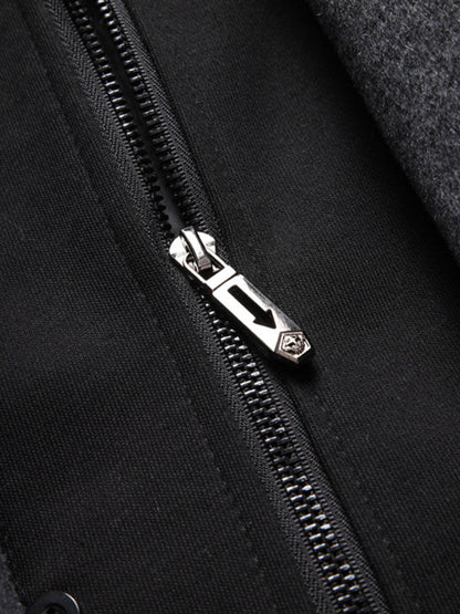 Faux Two-Piece Hooded Wool Blend Overcoat
