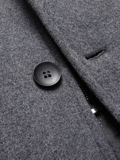 Faux Two-Piece Hooded Wool Blend Overcoat