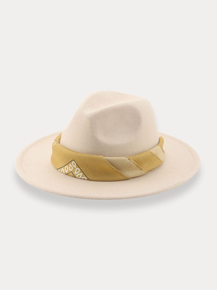 Flat Brim Fedora Hat with Kirchief