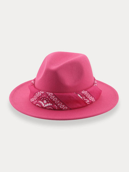 Flat Brim Fedora Hat with Kirchief
