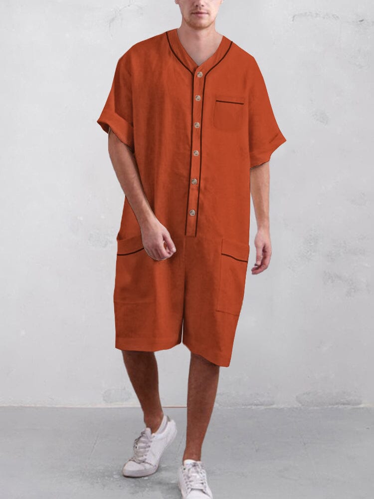 Casual Cotton Linen Short Jumpsuit