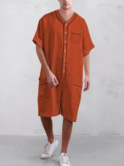 Casual Cotton Linen Short Jumpsuit