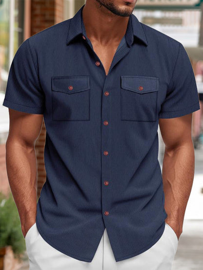 Men's Relaxed Ribbed Knit Short Sleeve Shirt