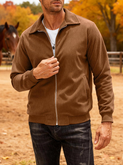Casual Zip Up Corduroy Bomber Jacket (US Only)