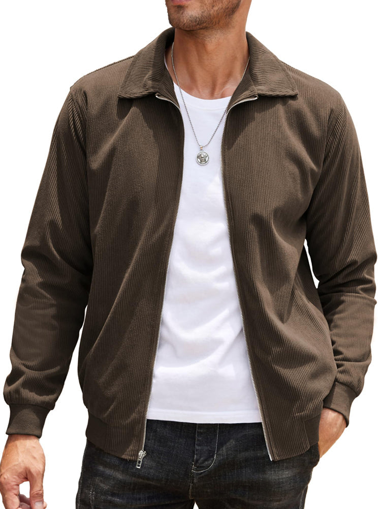 Casual Zip Up Corduroy Bomber Jacket (US Only)